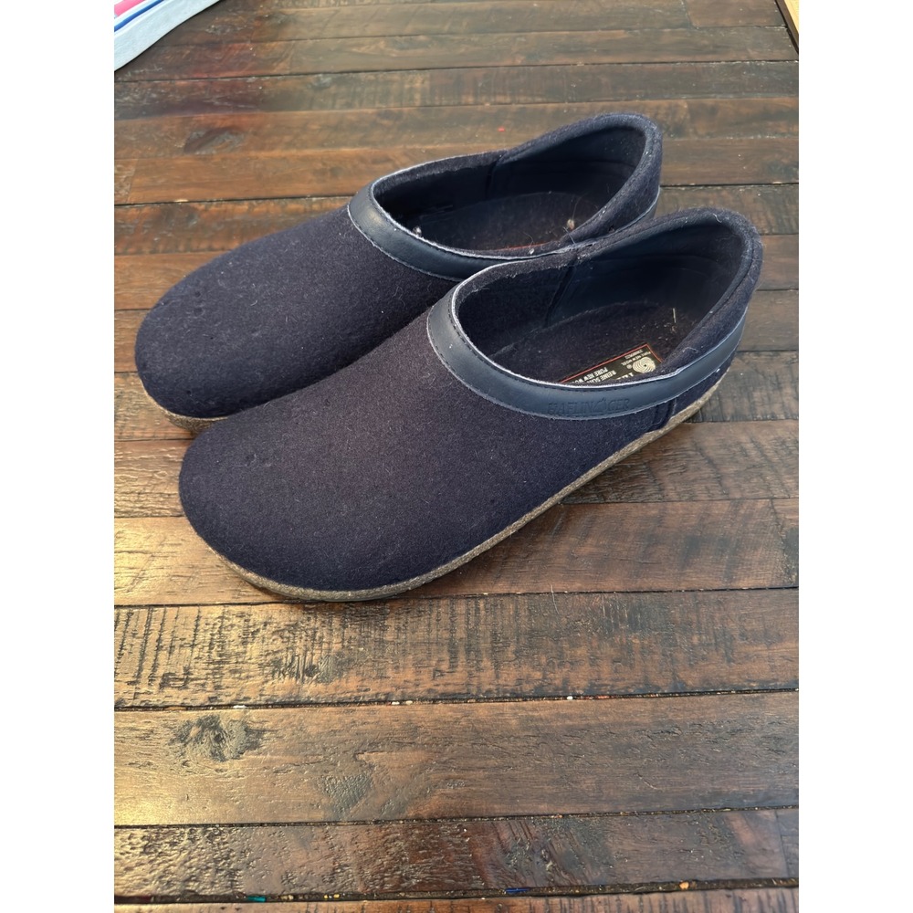 Haflinger Grizzly Navy Blue Wool Felt Clogs Cork Footbed Mens 43 US 10